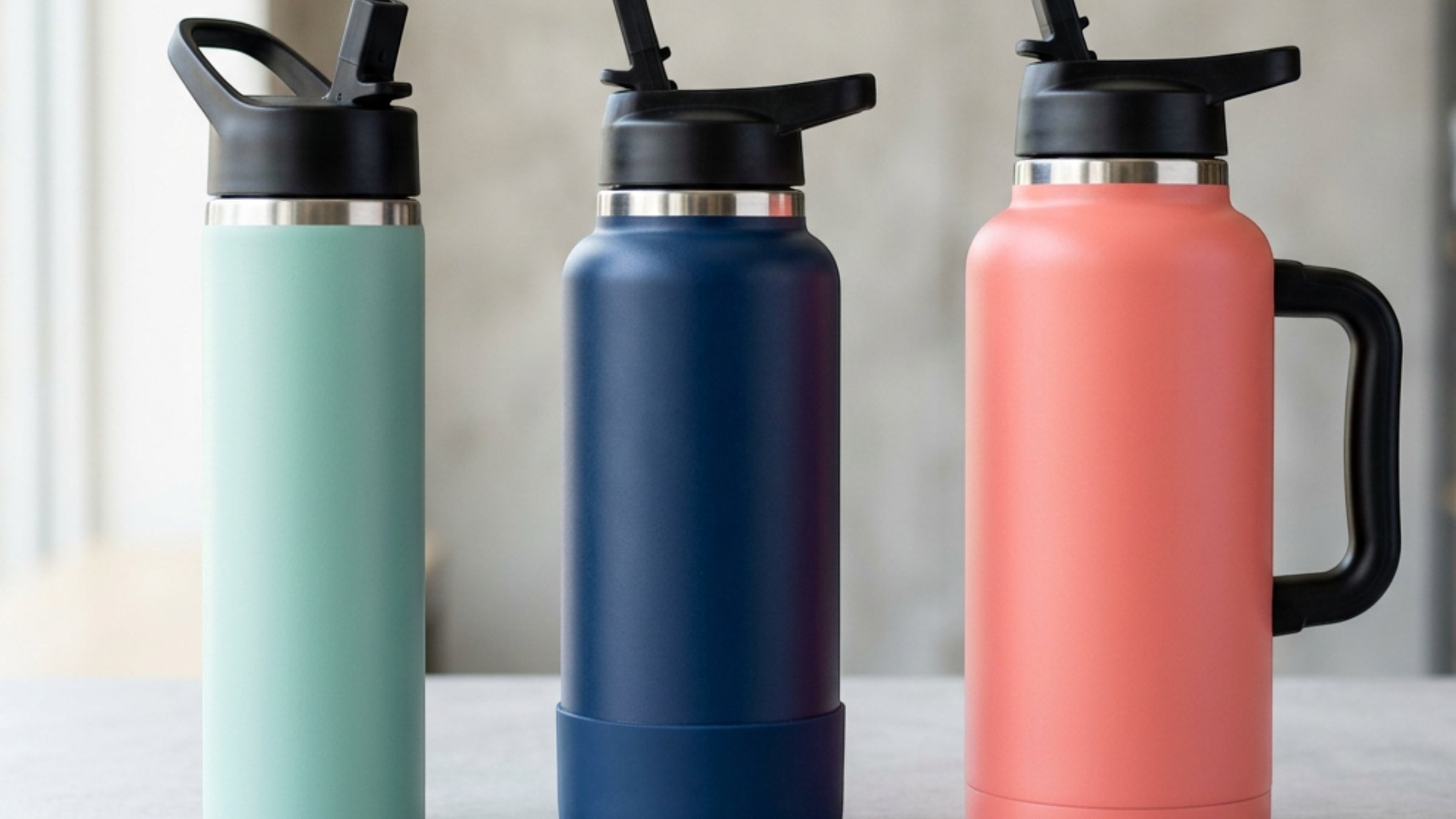 Ygbvf Insulated Sports Water Bottles with Straw Lids